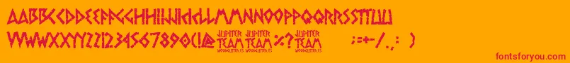 jupiter team-Schriftart – Rote Schriften auf orangefarbenem Hintergrund