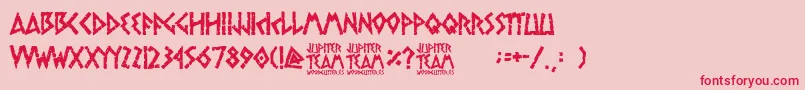jupiter team-Schriftart – Rote Schriften auf rosa Hintergrund