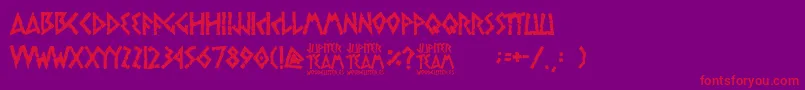 フォントjupiter team – 紫の背景に赤い文字