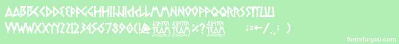 フォントjupiter team – 緑の背景に白い文字