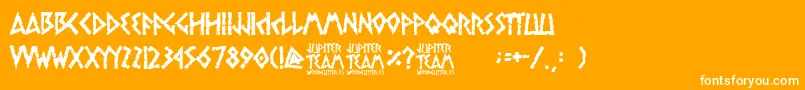 Fonte jupiter team – fontes brancas em um fundo laranja