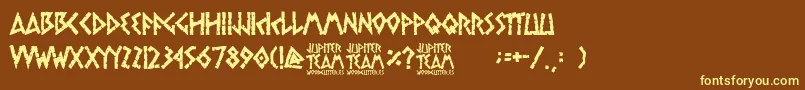 jupiter team-Schriftart – Gelbe Schriften auf braunem Hintergrund