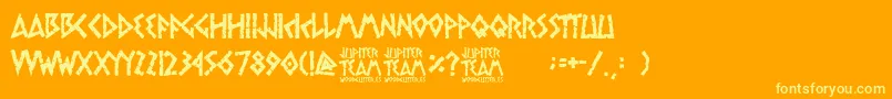 フォントjupiter team – オレンジの背景に黄色の文字