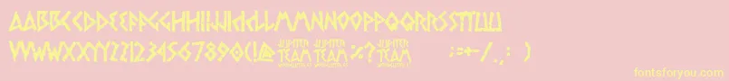 jupiter team-Schriftart – Gelbe Schriften auf rosa Hintergrund