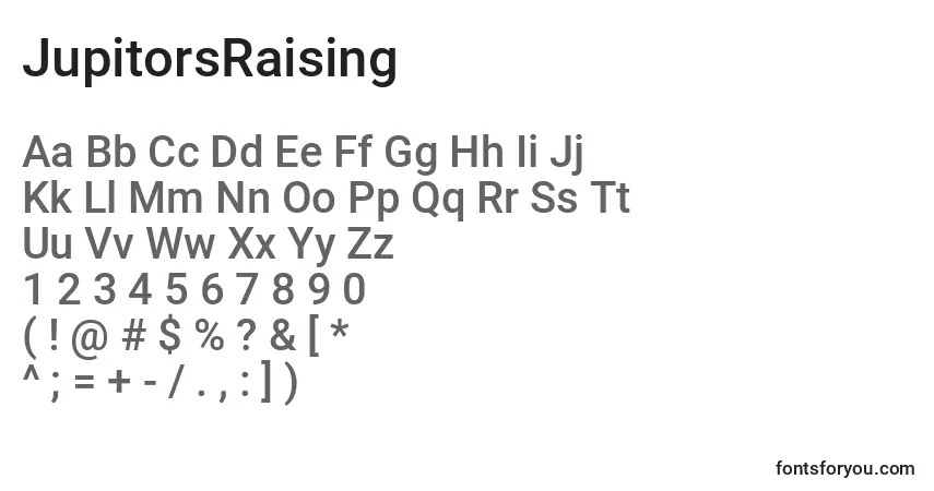 Шрифт JupitorsRaising (131238) – алфавит, цифры, специальные символы