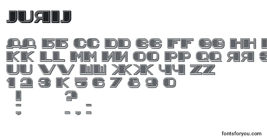 Czcionka Jurij (131240) – alfabet, cyfry, specjalne znaki