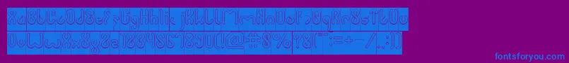 フォントJUSSTA Hollow Inverse – 紫色の背景に青い文字