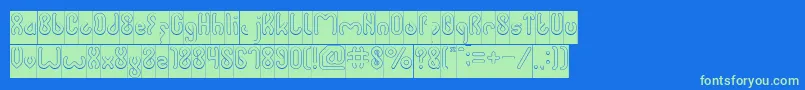 JUSSTA Hollow Inverse Font – Green Fonts on Blue Background