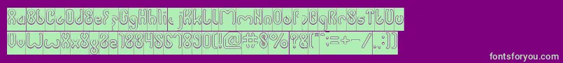 JUSSTA Hollow Inverse-fontti – vihreät fontit violetilla taustalla