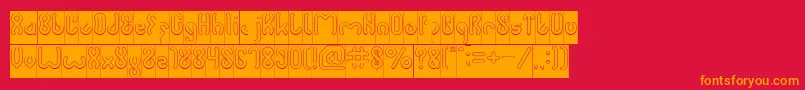 JUSSTA Hollow Inverse-fontti – oranssit fontit punaisella taustalla