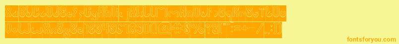 JUSSTA Hollow Inverse Font – Orange Fonts on Yellow Background