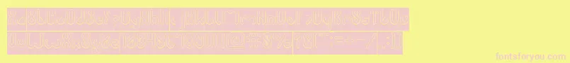 JUSSTA Hollow Inverse-Schriftart – Rosa Schriften auf gelbem Hintergrund