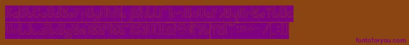 JUSSTA Hollow Inverse-fontti – violetit fontit ruskealla taustalla