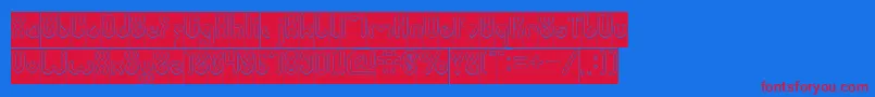 JUSSTA Hollow Inverse Font – Red Fonts on Blue Background