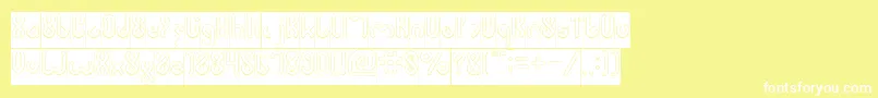JUSSTA Hollow Inverse Font – White Fonts on Yellow Background
