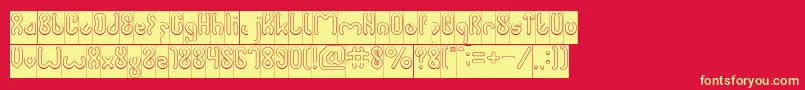 JUSSTA Hollow Inverse-fontti – keltaiset fontit punaisella taustalla
