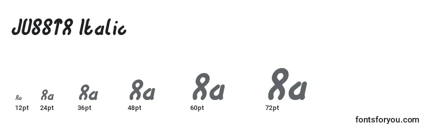 Размеры шрифта JUSSTA Italic