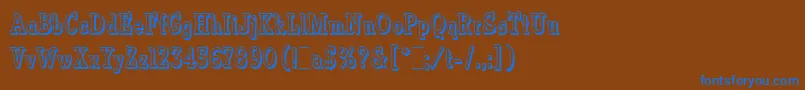 フォントVermontLetPlain.1.0 – 茶色の背景に青い文字