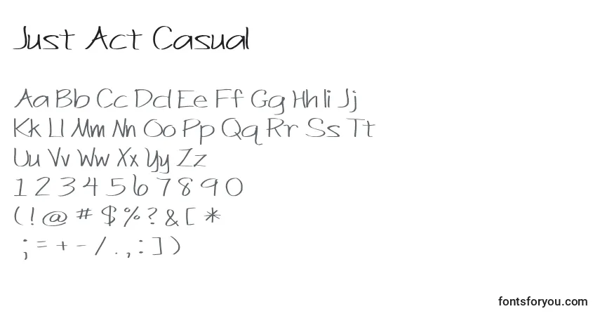 Schriftart Just Act Casual – Alphabet, Zahlen, spezielle Symbole
