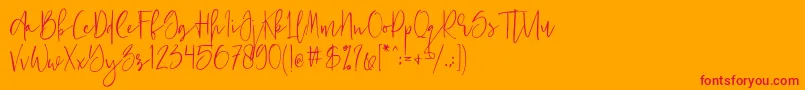 Just Jessy Demo-Schriftart – Rote Schriften auf orangefarbenem Hintergrund