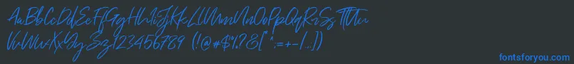 Just Kelly Justine Font – Blue Fonts on Black Background