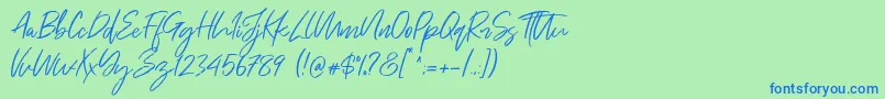 Lisätietoja Just Kelly Justine-fontista Just Kelly Justine-fontti – siniset fontit vihreällä taustalla