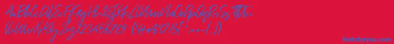 Just Kelly Justine Font – Blue Fonts on Red Background