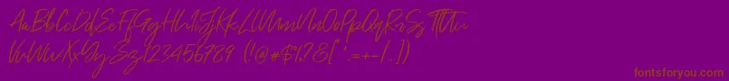 Weitere Informationen zur Just Kelly Justine-Schriftart Just Kelly Justine-Schriftart – Braune Schriften auf violettem Hintergrund