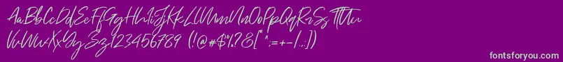 Just Kelly Justine Font – Green Fonts on Purple Background