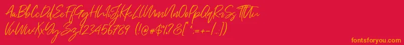 Just Kelly Justine Font – Orange Fonts on Red Background