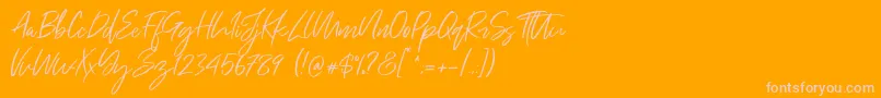 Just Kelly Justine-Schriftart – Rosa Schriften auf orangefarbenem Hintergrund