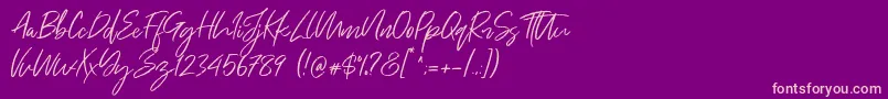 Just Kelly Justine Font – Pink Fonts on Purple Background
