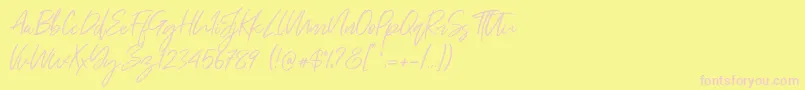 Just Kelly Justine Font – Pink Fonts on Yellow Background