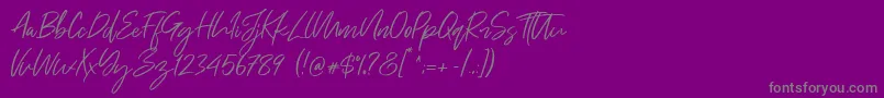Just Kelly Justine Font – Gray Fonts on Purple Background