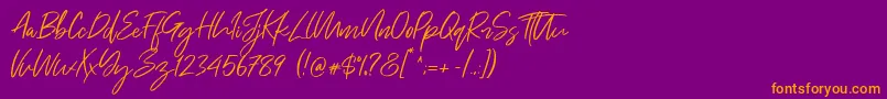 Just Kelly Justine Font – Orange Fonts on Purple Background