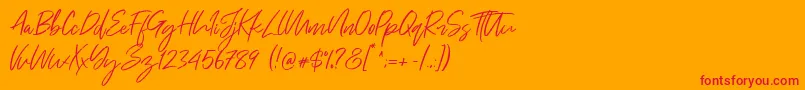 Just Kelly Justine Font – Red Fonts on Orange Background