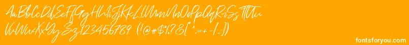 Just Kelly Justine Font – White Fonts on Orange Background