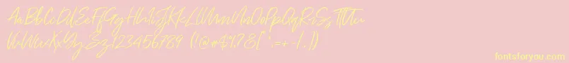 Just Kelly Justine-Schriftart – Gelbe Schriften auf rosa Hintergrund