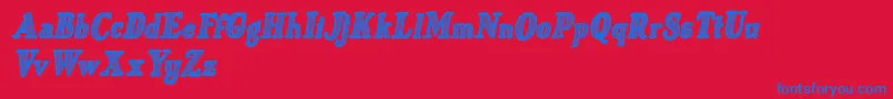 Just Mandrawn Italic Font – Blue Fonts on Red Background