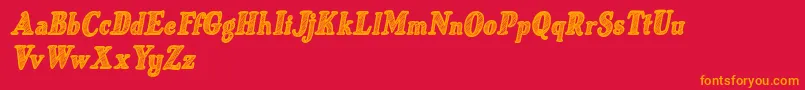 Just Mandrawn Italic Font – Orange Fonts on Red Background