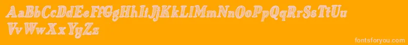 Czcionka Just Mandrawn Italic – różowe czcionki na pomarańczowym tle