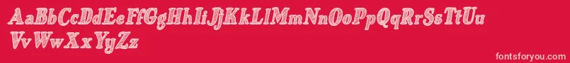 Just Mandrawn Italic Font – Pink Fonts on Red Background