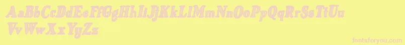 Fonte Just Mandrawn Italic – fontes rosa em um fundo amarelo