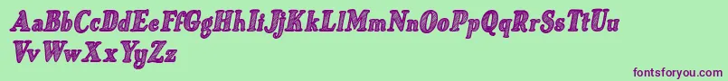 Just Mandrawn Italic Font – Purple Fonts on Green Background
