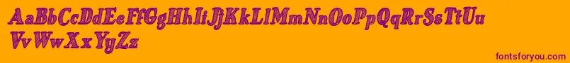 Just Mandrawn Italic Font – Purple Fonts on Orange Background