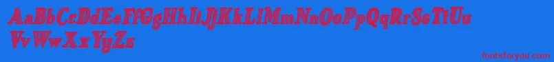 Just Mandrawn Italic Font – Red Fonts on Blue Background