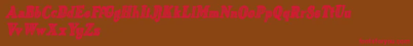 Czcionka Just Mandrawn Italic – czerwone czcionki na brązowym tle