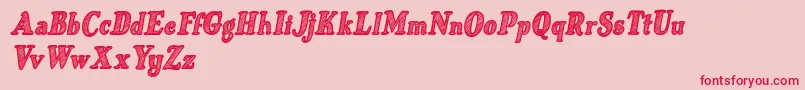 Just Mandrawn Italic Font – Red Fonts on Pink Background