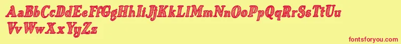 Just Mandrawn Italic Font – Red Fonts on Yellow Background