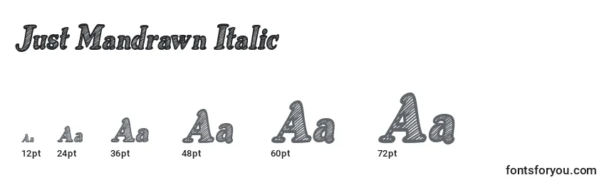 Tamanhos de fonte Just Mandrawn Italic
